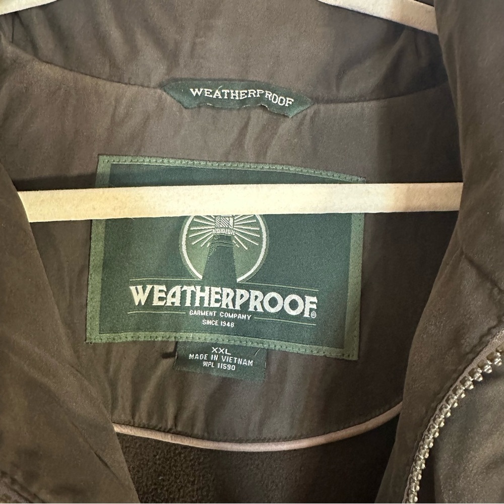 Weatherproof Brown Hooded Fleece Lined Jacket XXL Hidden Pockets - Picture 5 of 16
